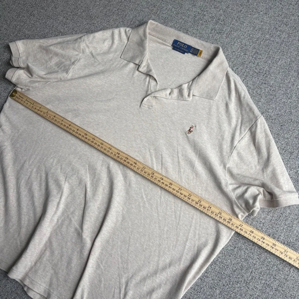 Polo Ralph Lauren Polo Mens XXL Beige Custom Slim Fit Heathered Jersey Pony Logo